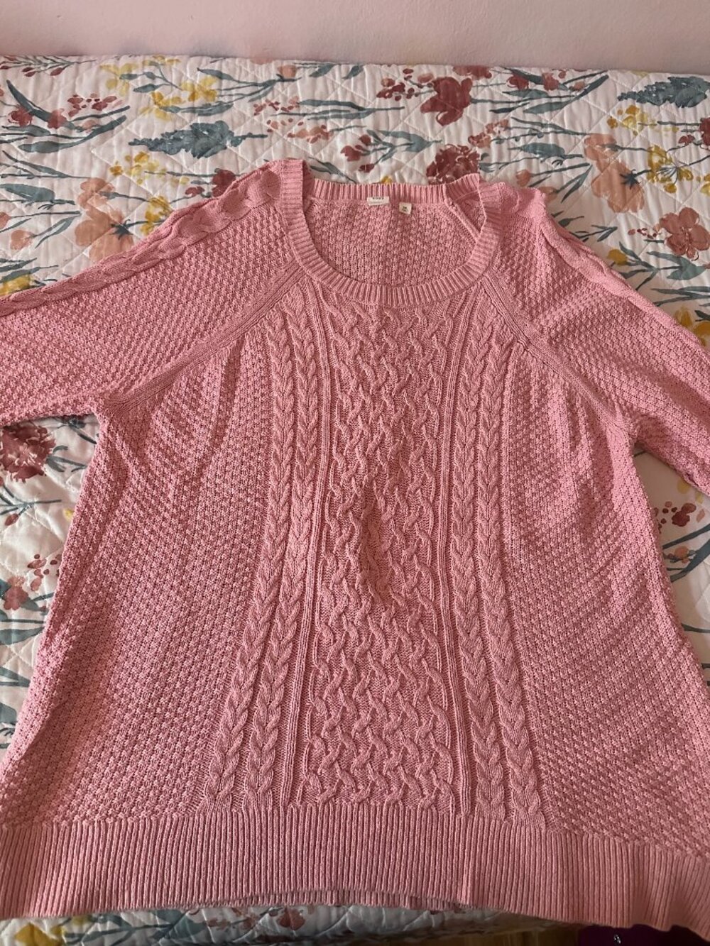 Plus Size Pink Cotton Gap Sweater